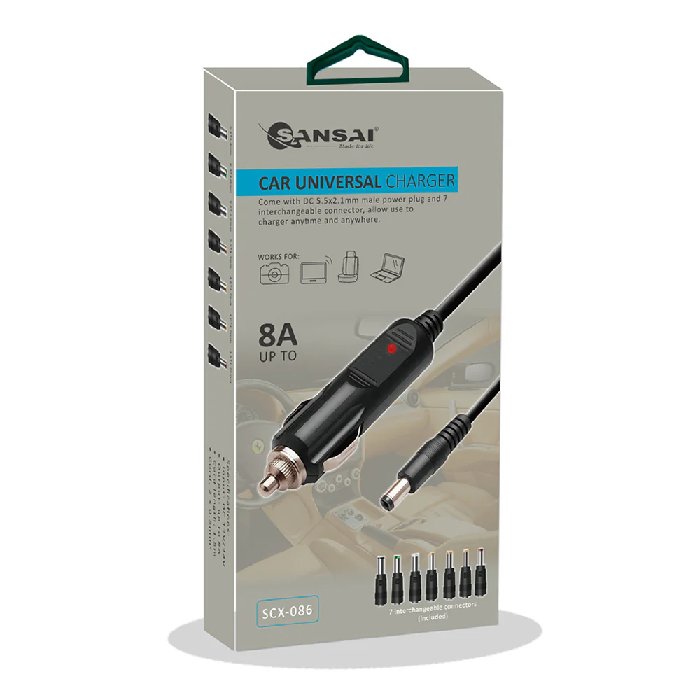 Sansai Car Charger 12V/24V 8A 1.5m (7 Plug Adapter Heads) - Image 3