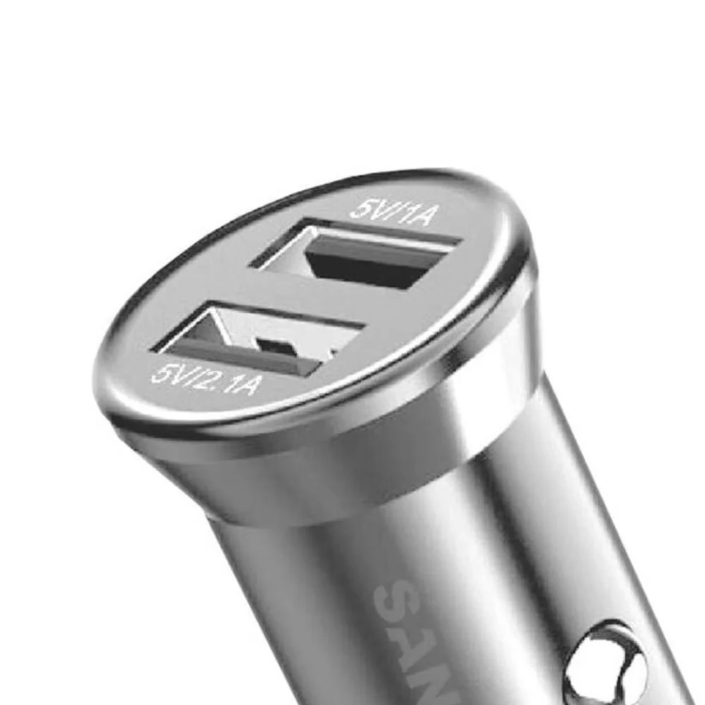 Sansai Dual USB-A Car Charger 4.8A Silver - Image 3