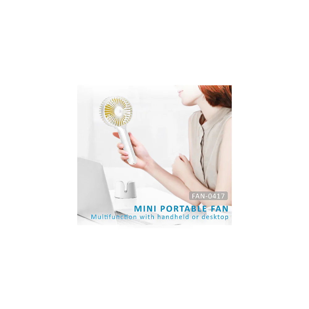 Sansai Fan 22x10cm Portable USB Rechargeable (White) - Image 2
