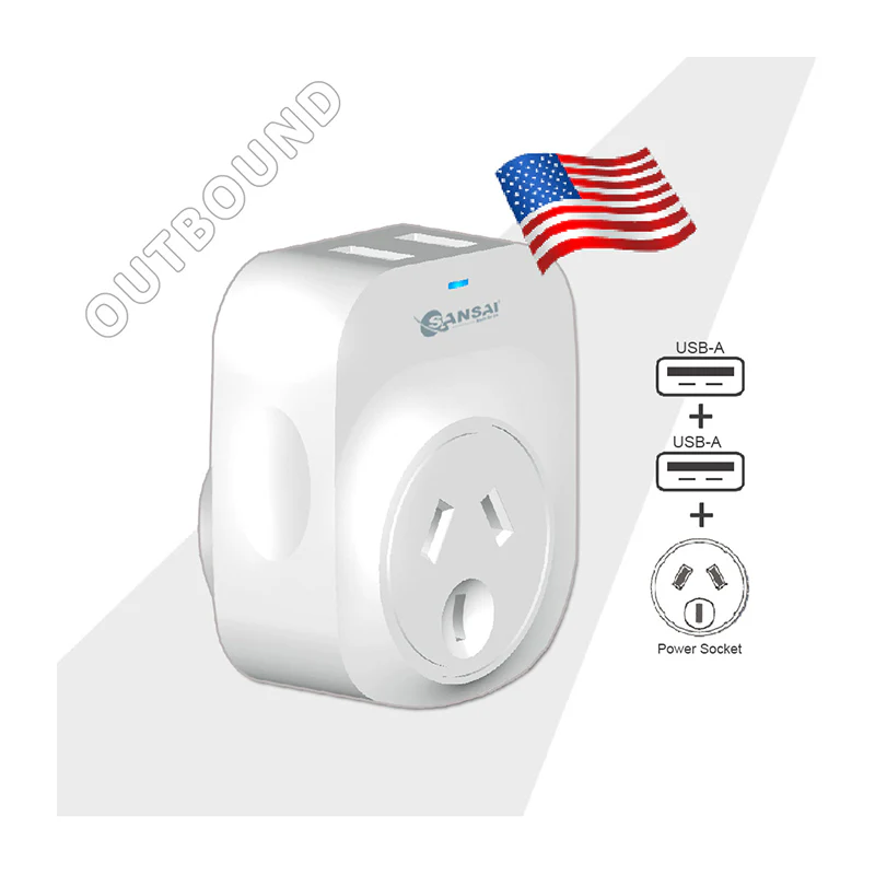Sansai Travel Adaptor with 2 x USB Ports - AU/USA Region - Image 2