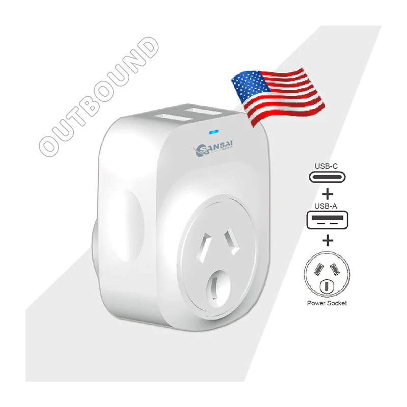 Sansai Travel Adaptor with USB-C And USB-A Port - AU/USA Region - Image 2