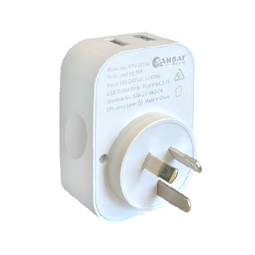 Sansai Worldwide Travel Adaptor USB-C+A UK/USA/Europe to AU/NZ Plug - Image 3