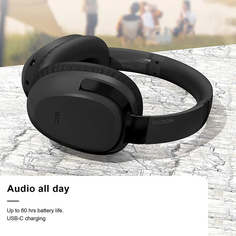 Silcron Active Noise Cancelling Bluetooth Headphones (Black) - Image 3