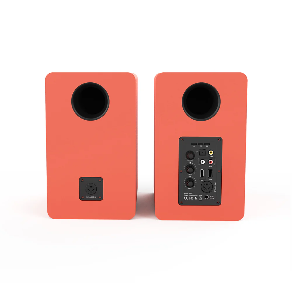 Silcron SLR05 Wireless Active Bookshelf Speakers Set with HDMI ARC - Red - Image 4