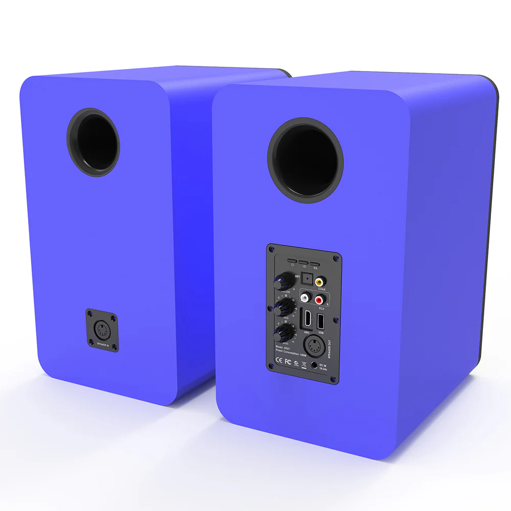 Silcron SLR07 Wireless Active Bookshelf Speakers Set with HDMI ARC - Blue - Image 3
