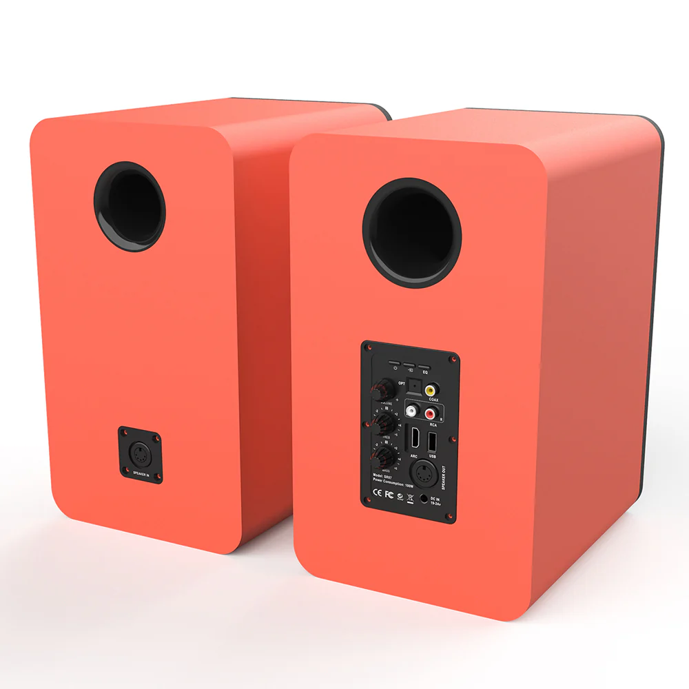 Silcron SLR07 Wireless Active Bookshelf Speakers Set with HDMI ARC - Red - Image 3