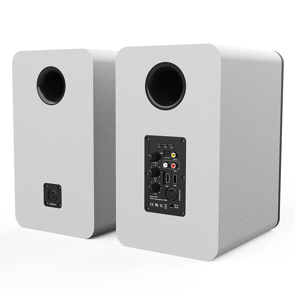 Silcron SLR07 Wireless Active Bookshelf Speakers Set with HDMI ARC (White) - Image 4