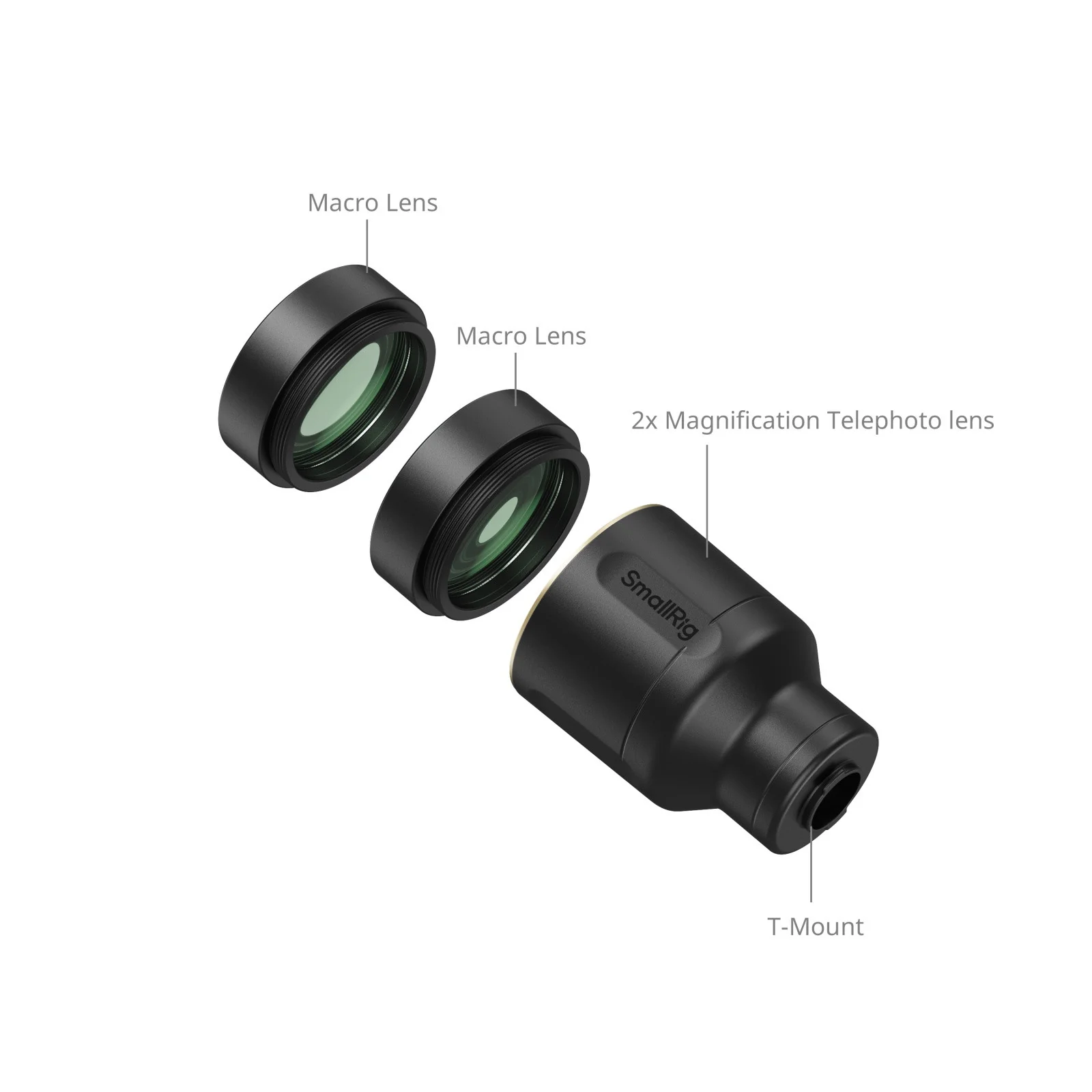 SmallRig 2x Magnification Telephoto & Macro Lens Kit for Phones (T-Mount) 5334 - Image 2