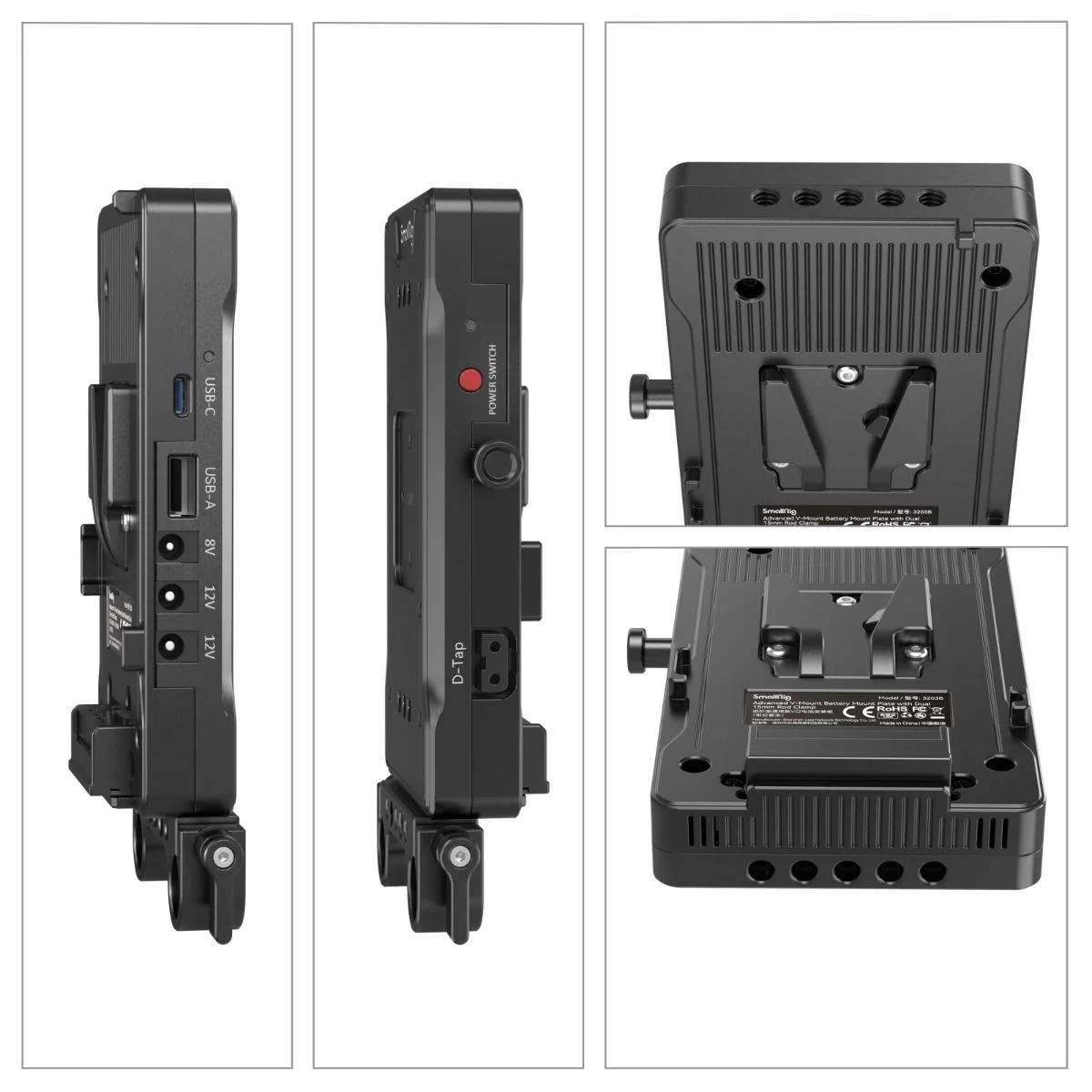 SmallRig Advanced V-Mount Battery Mount Plate with Dual 15mm Rod Clamp 3203B - Image 3