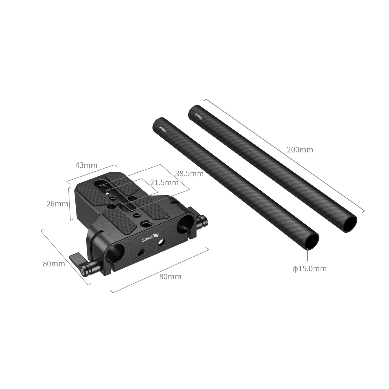 SmallRig Bottom Mount Plate with Dual 15mm Rod Clamp 5609 - Image 2