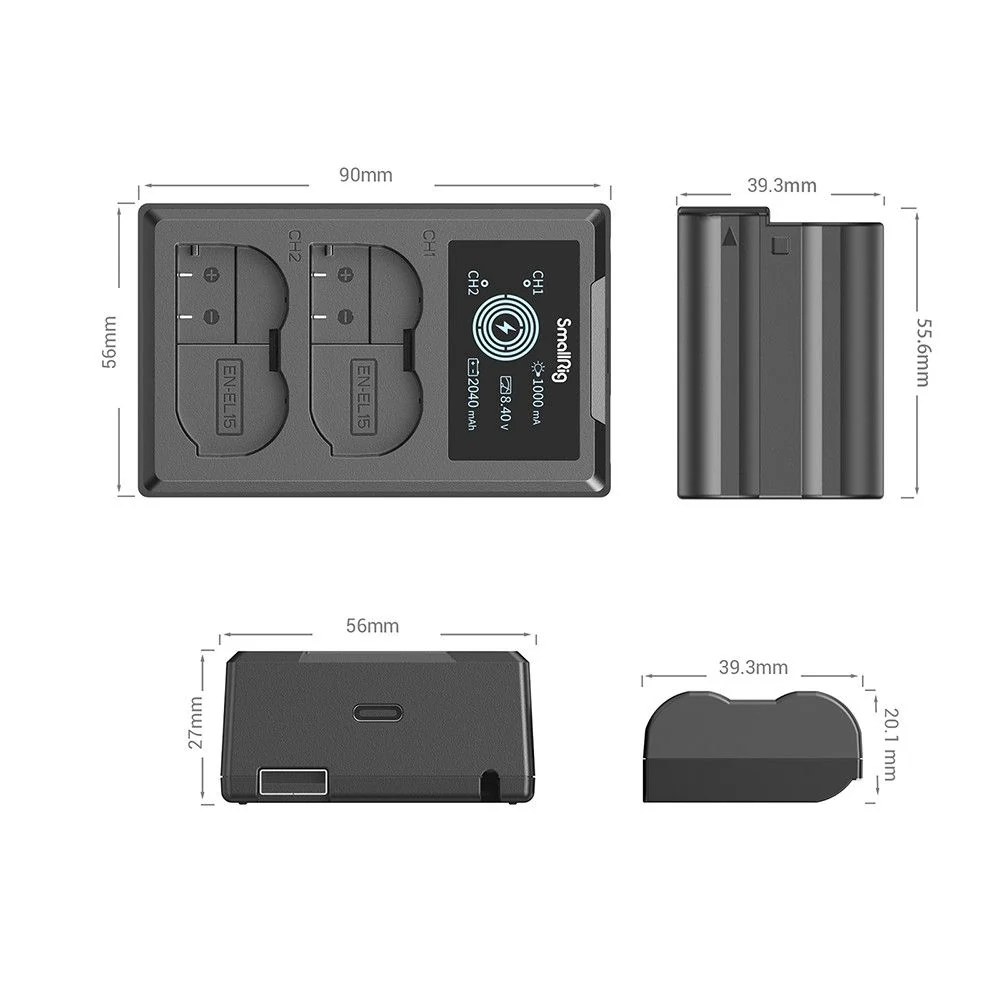 SmallRig EN-EL15 Camera Battery and Charger Kit 3820B (Black) - Image 3
