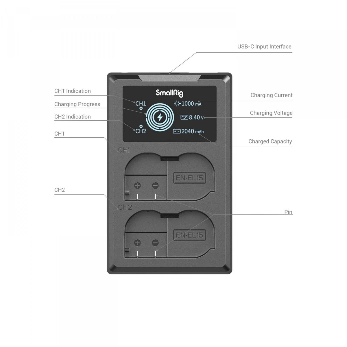 SmallRig EN-EL15 Camera Battery and Charger Kit 3820B (Black) - Image 9