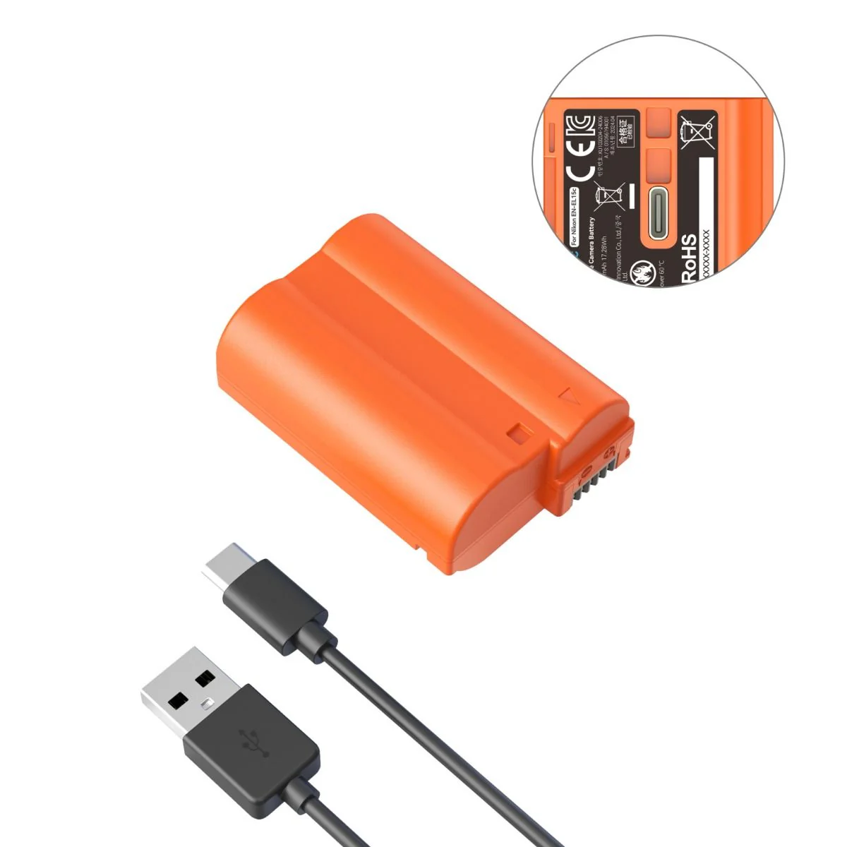 SmallRig EN-EL15c USB-C Rechargeable Camera Battery (Orange) 4966 - Image 2