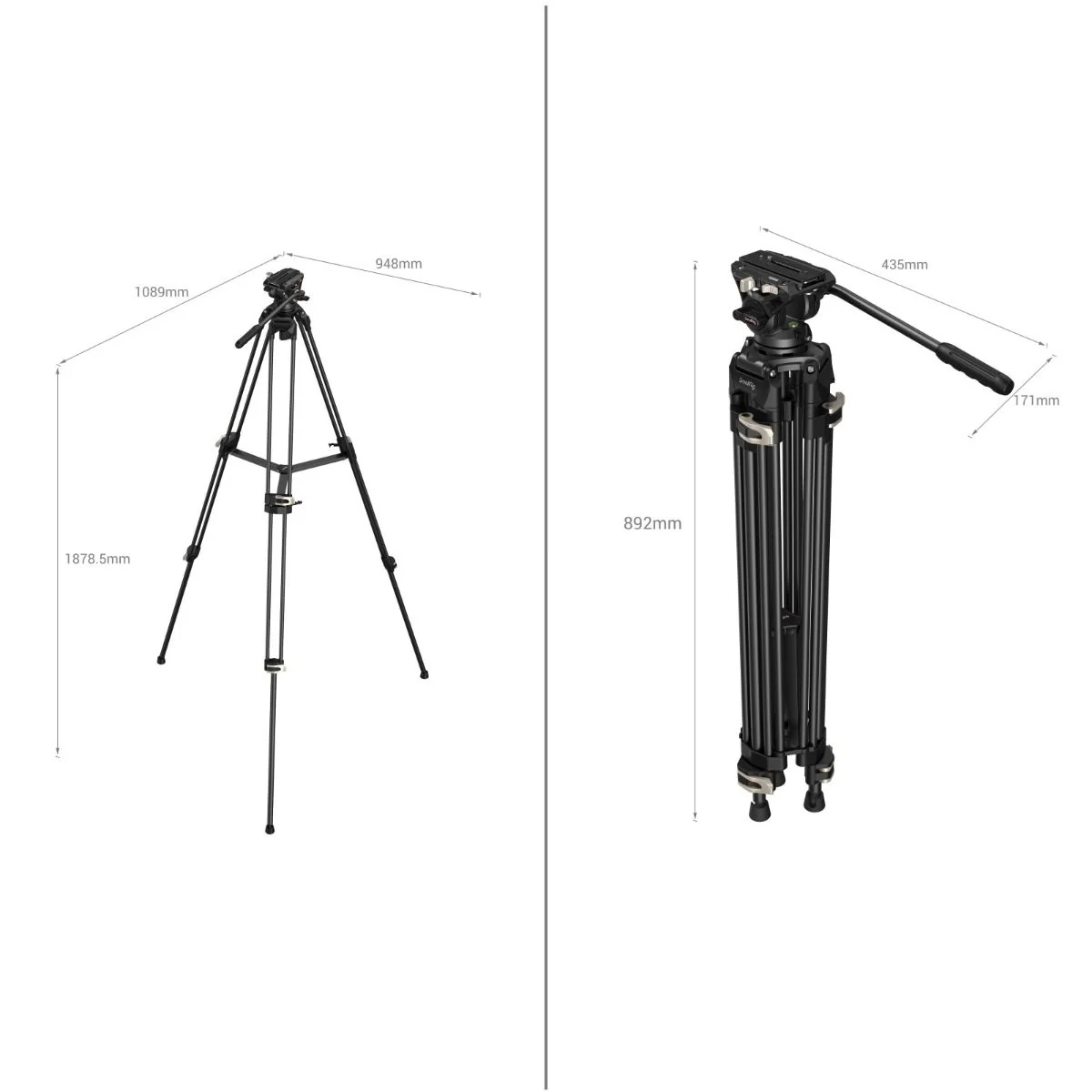 SmallRig Heavy-Duty Fluid Head Tripod AD-01 3751B - Image 2