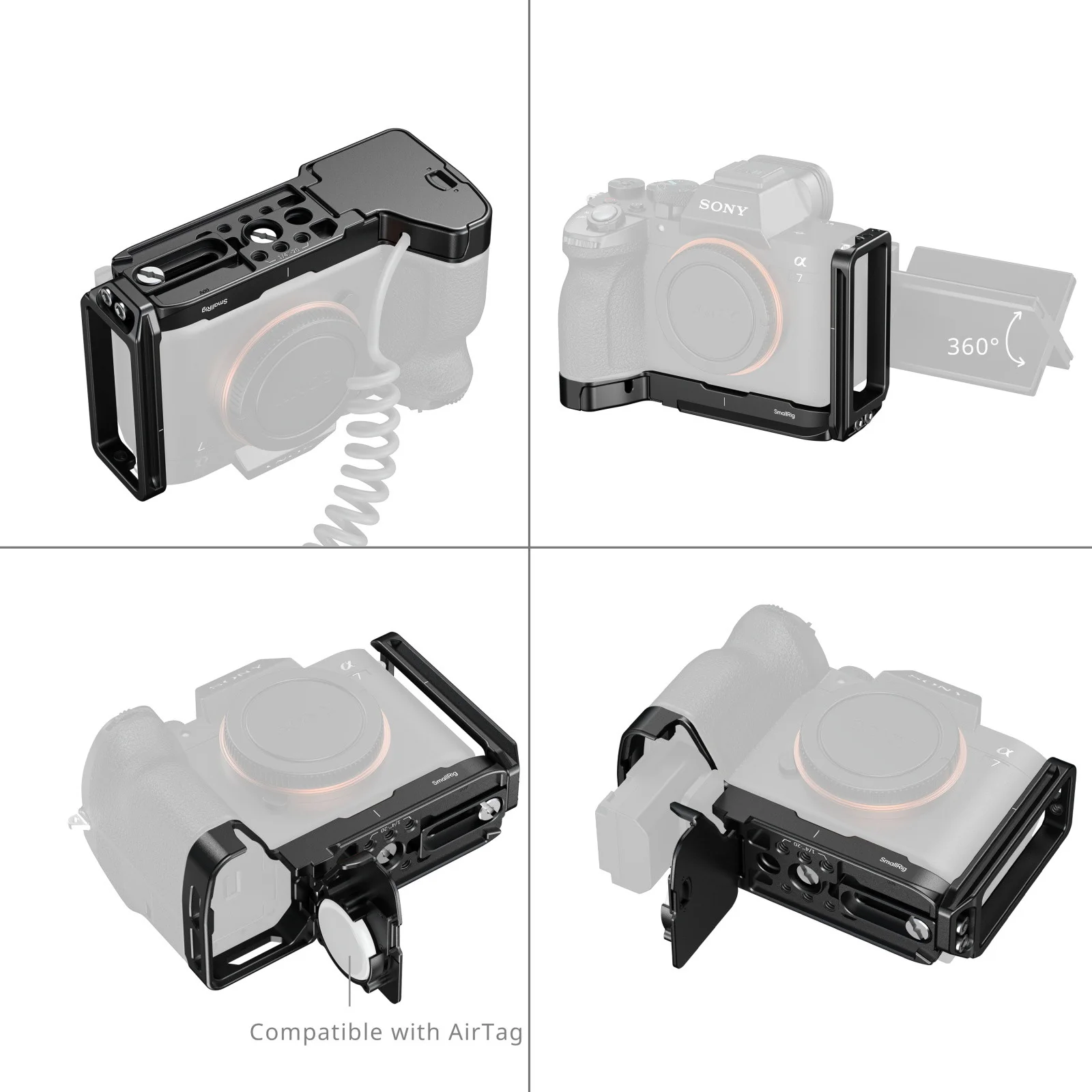SmallRig L-Shaped Mount Plate with AirTag Slot for Sony Alpha 7 V / 7R V / 7 IV 6034 - Image 5