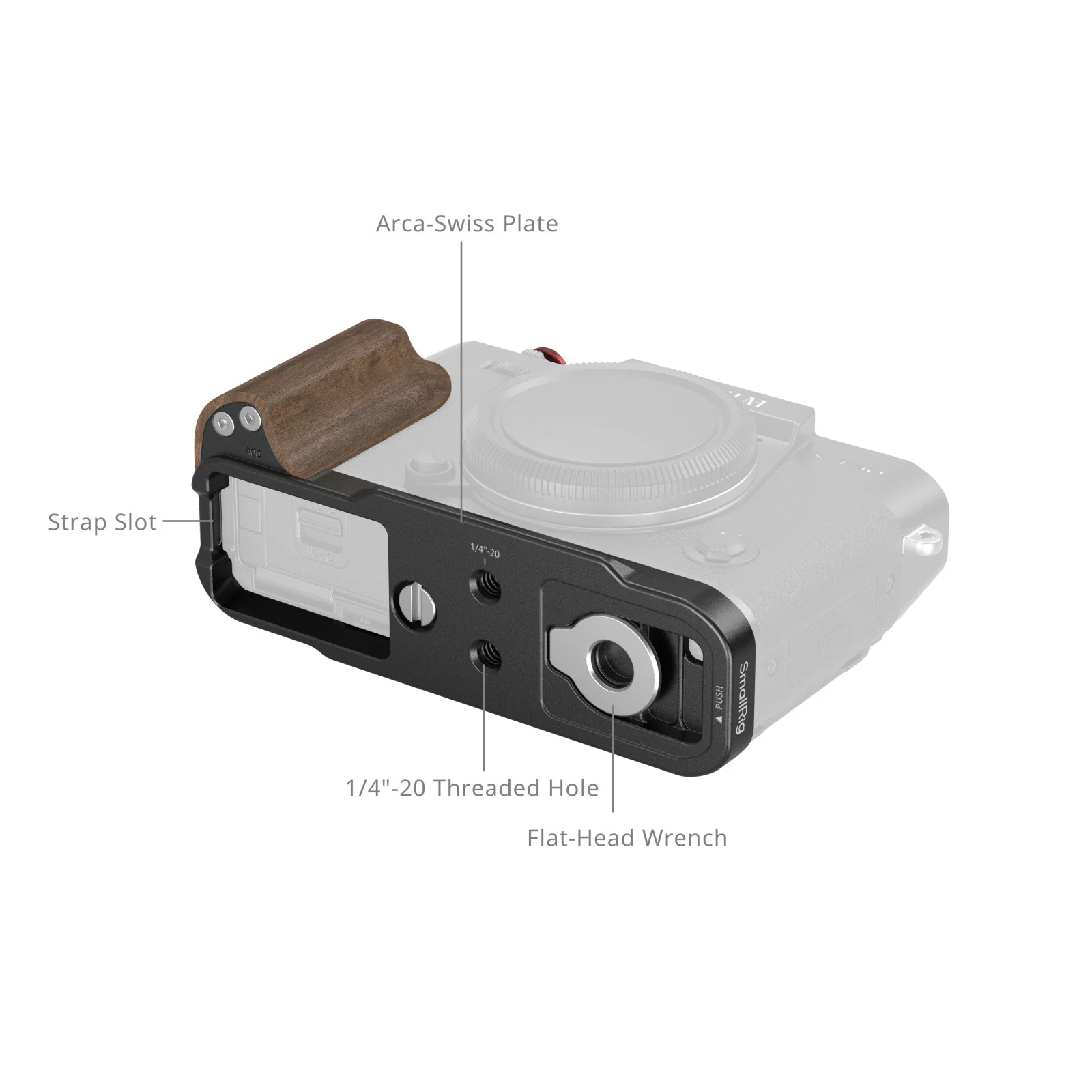 SmallRig L-Shaped Mount Plate with Wooden Handle for FUJIFILM X-T30 / X-T30 II / X-T30 III (Black) 5666 - Image 3