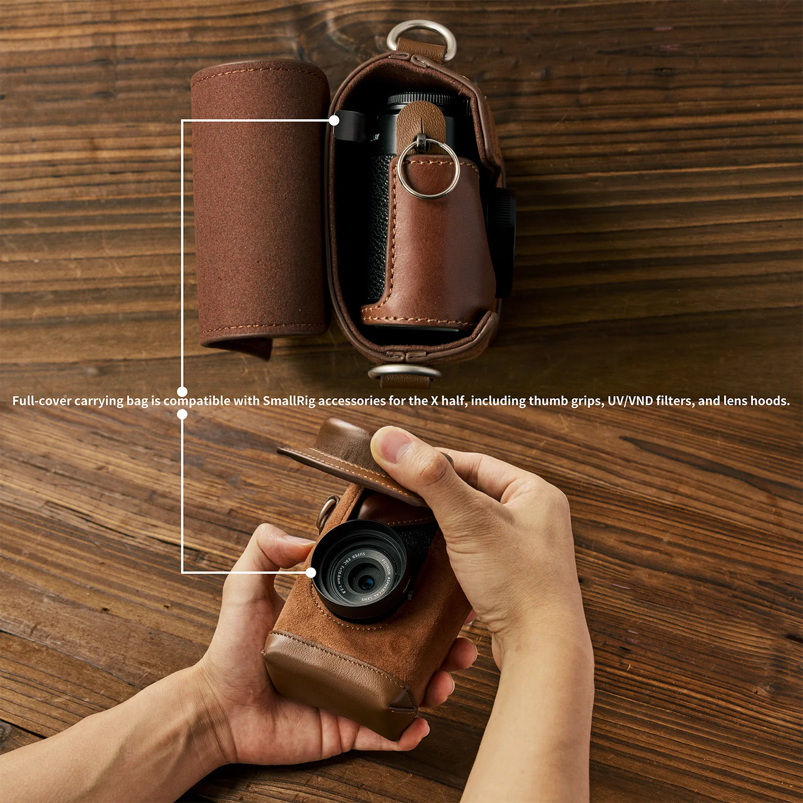 SmallRig Leather Case Kit for FUJIFILM X half (Brown) 5218 - Image 4
