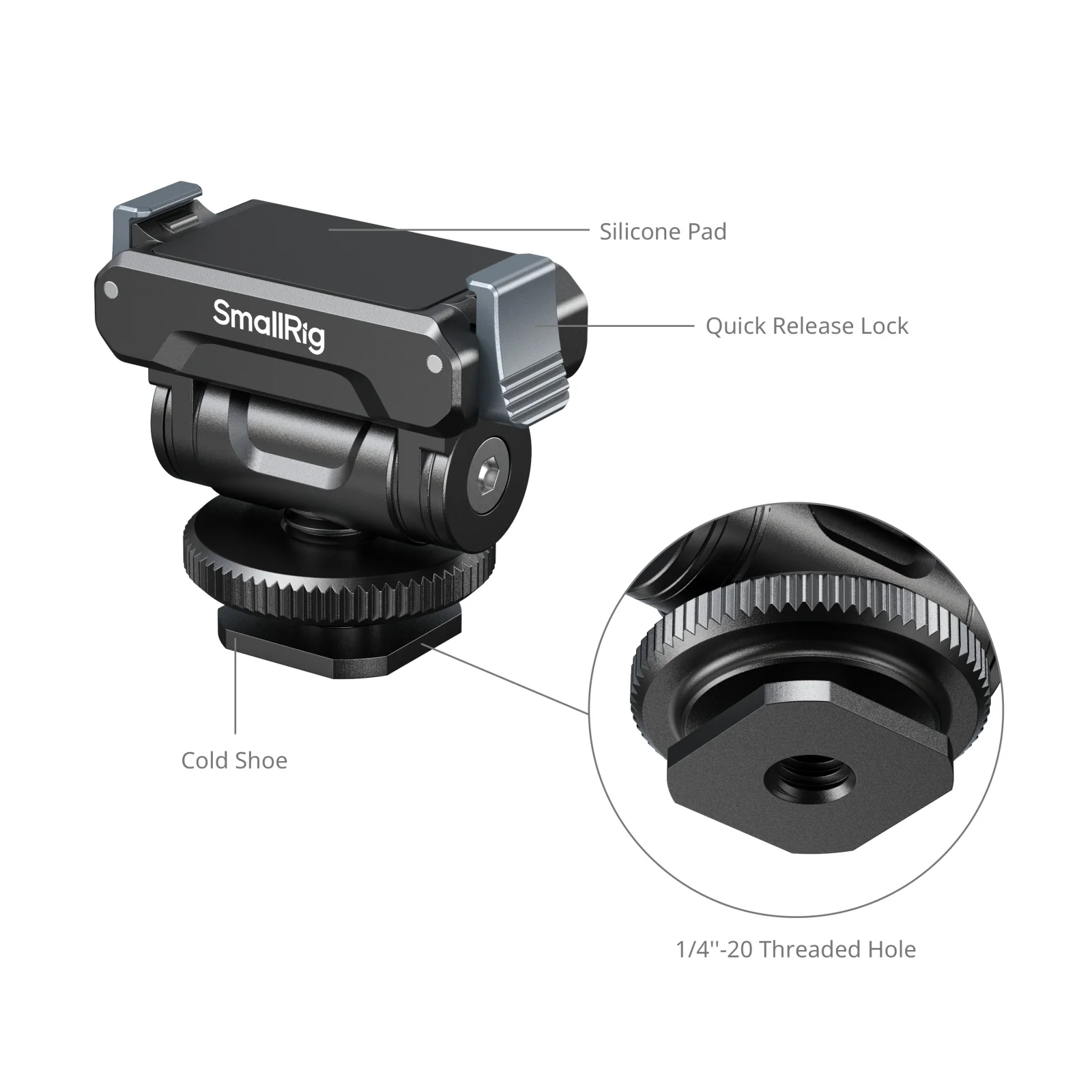 SmallRig Quick Release Support for DJI Osmo Action 5 Pro / 4 / 3 with Cold Shoe Adapter 5436 - Image 3