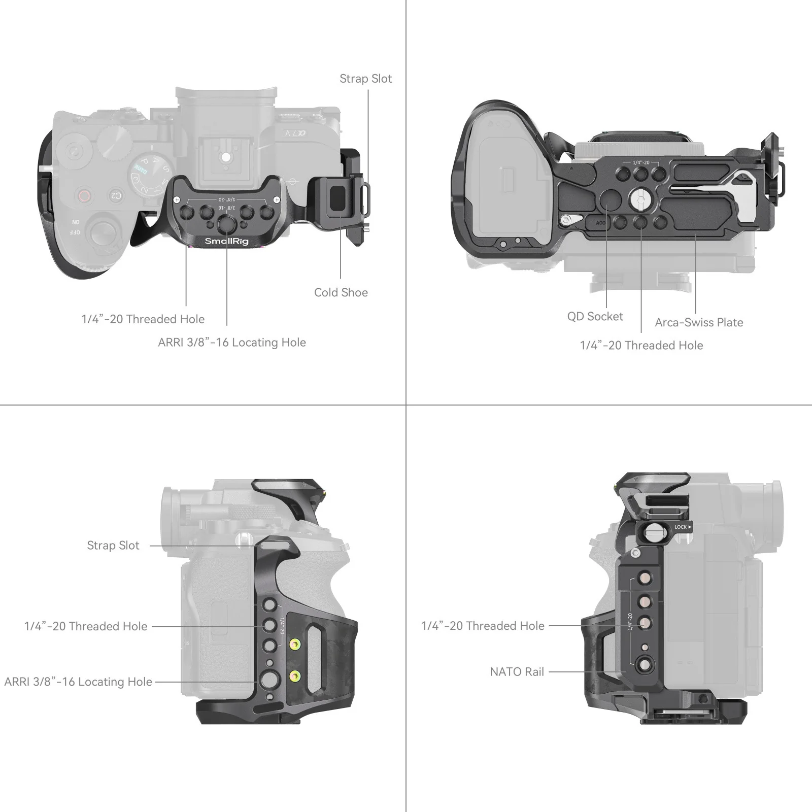 SmallRig "Rhinoceros" Cage for Sony Alpha 7 V / 7R V / 7 IV 6029 - Image 4
