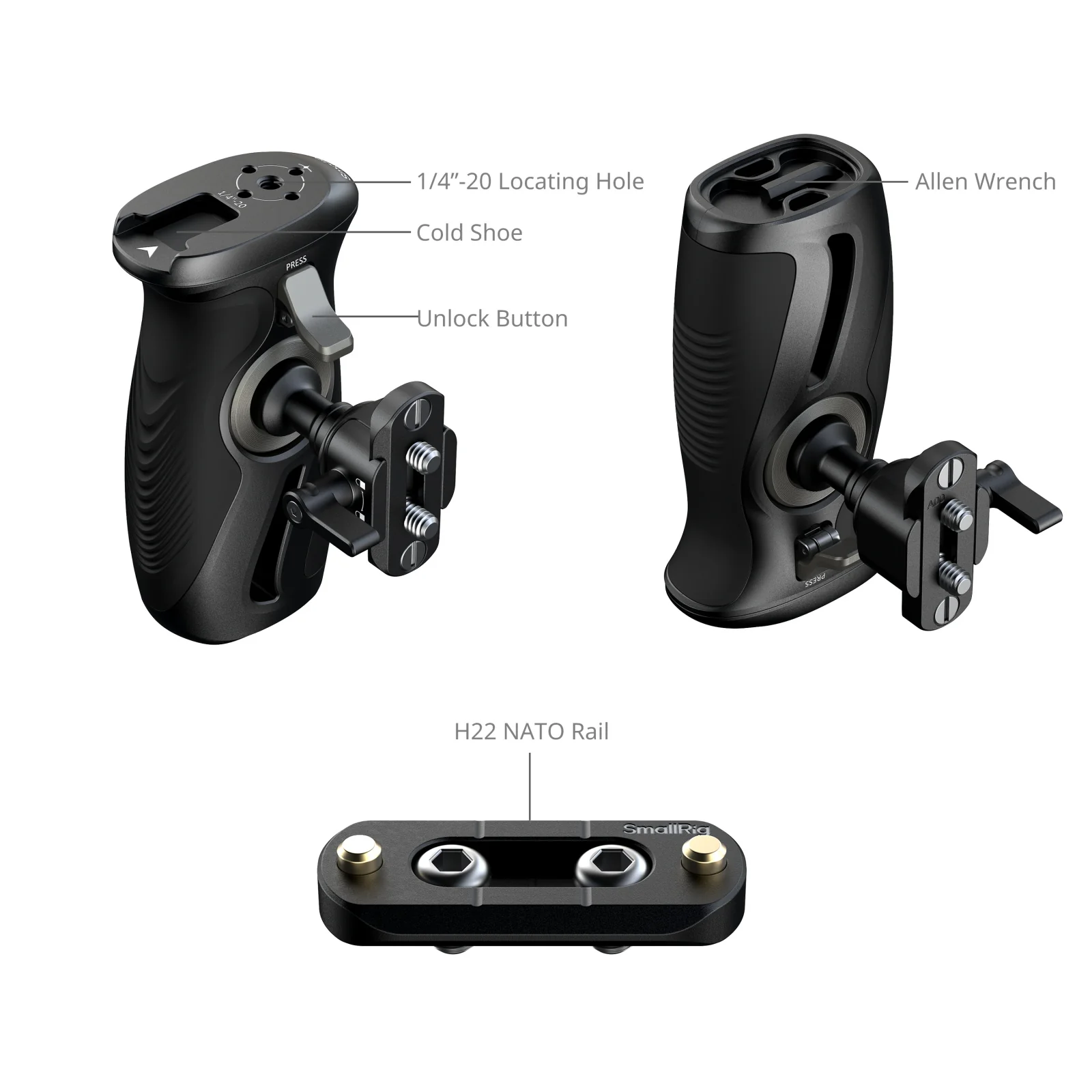 SmallRig Rotating Side Handle with NATO Clamp 5160 - Image 4
