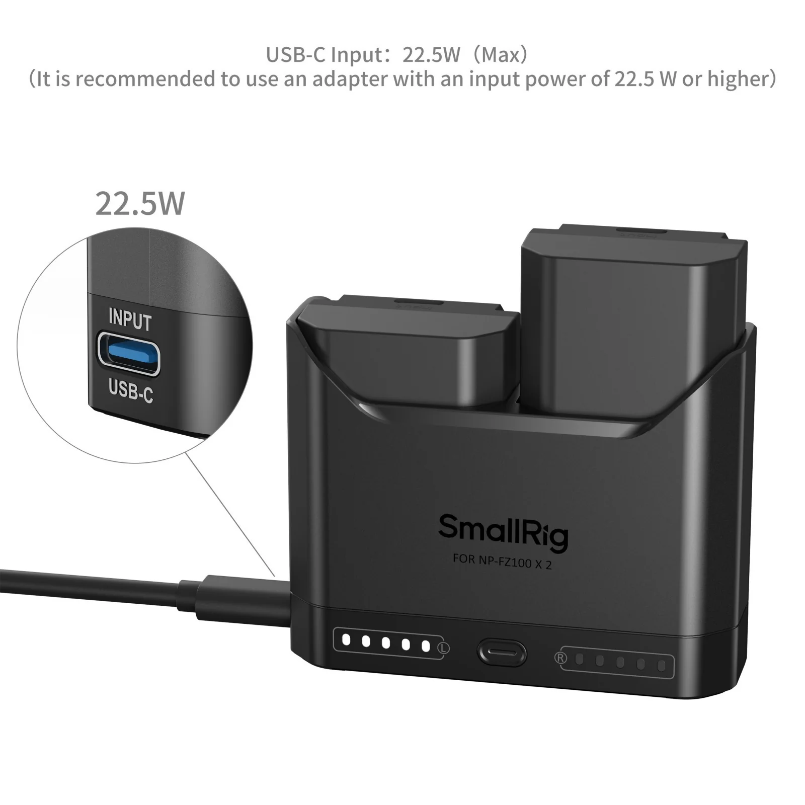 SmallRig Turbo Charging Kit for NP-FZ100 Camera Batteries 5483 - Image 3
