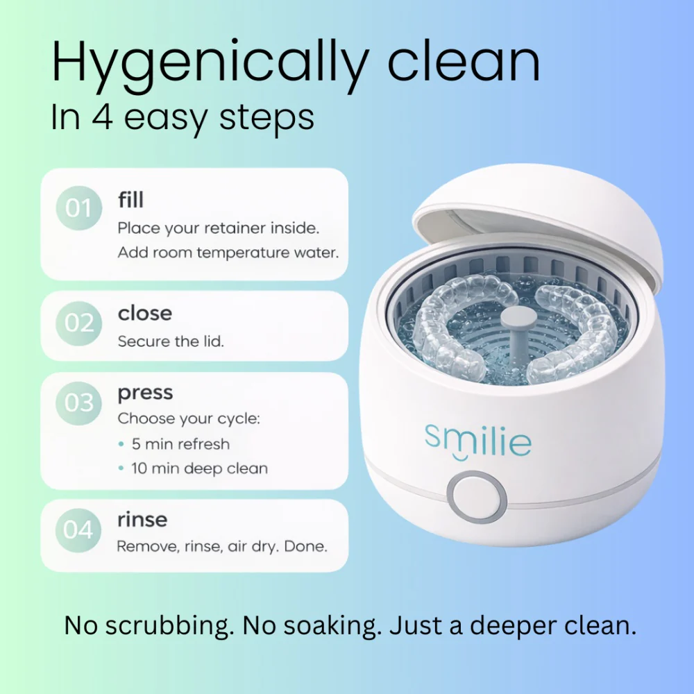 Smilie Ultrasonic Dental Cleaner For Retainers, Aligners and Mouthguards - Image 2