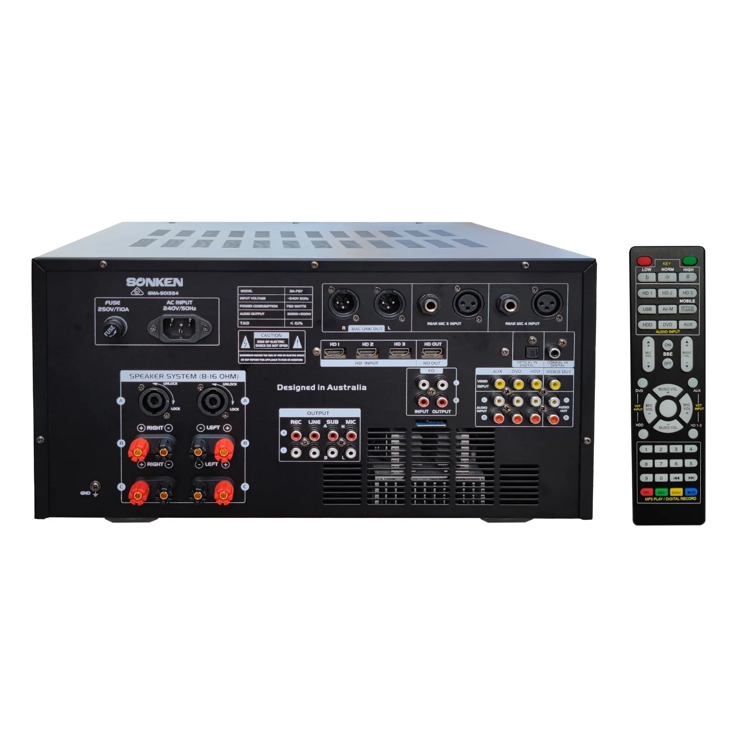 Sonken SA-767 Professional Karaoke Mixing Amplifier 1000W RMS with USB Vocal & Music Recording, Bluetooth - Image 2