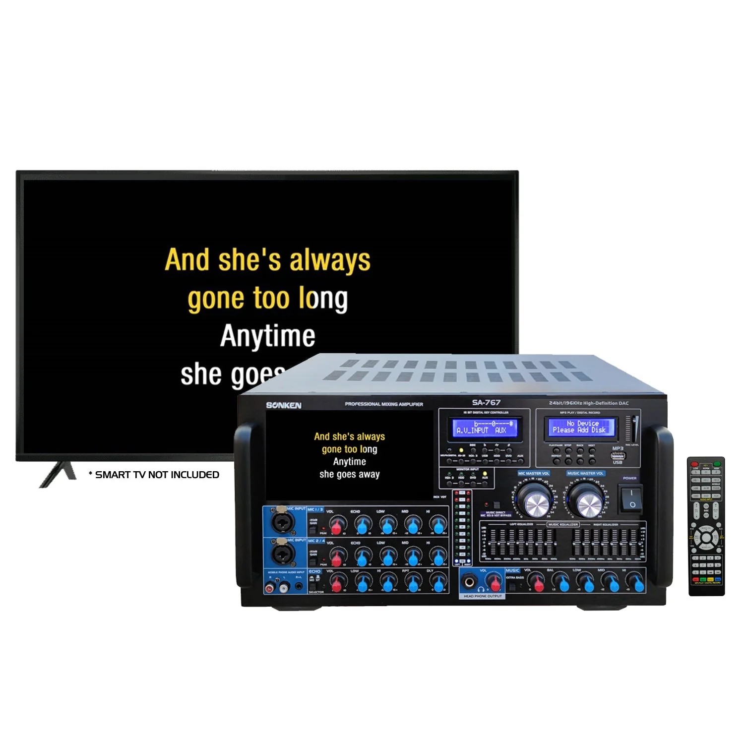 Sonken SA-767 Professional Karaoke Mixing Amplifier 1000W RMS with USB Vocal & Music Recording, Bluetooth - Image 3
