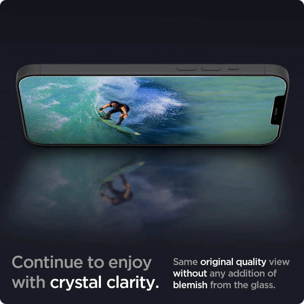 Spigen Apple iPhone 12 / 12 Pro EZ Fit GLAS.tR Slim Glass Screen Protector - Clear - Image 3