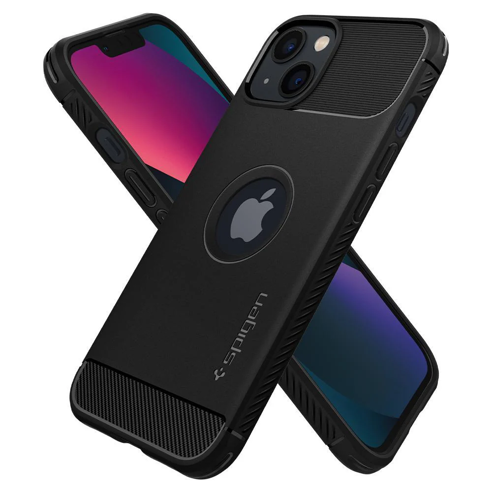 Spigen Apple iPhone 13 Rugged Armor Case - Black - Image 2