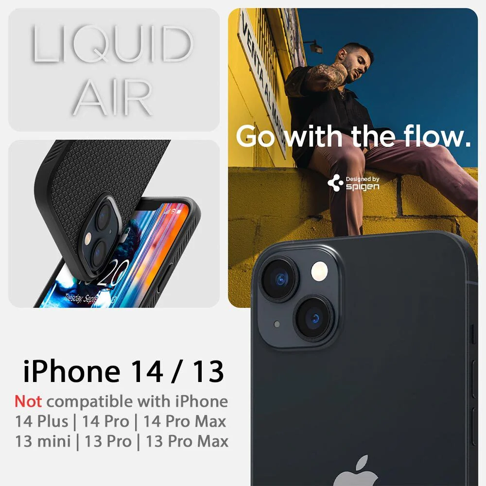 Spigen Apple iPhone 14 Liquid Air Case - Black - Image 2
