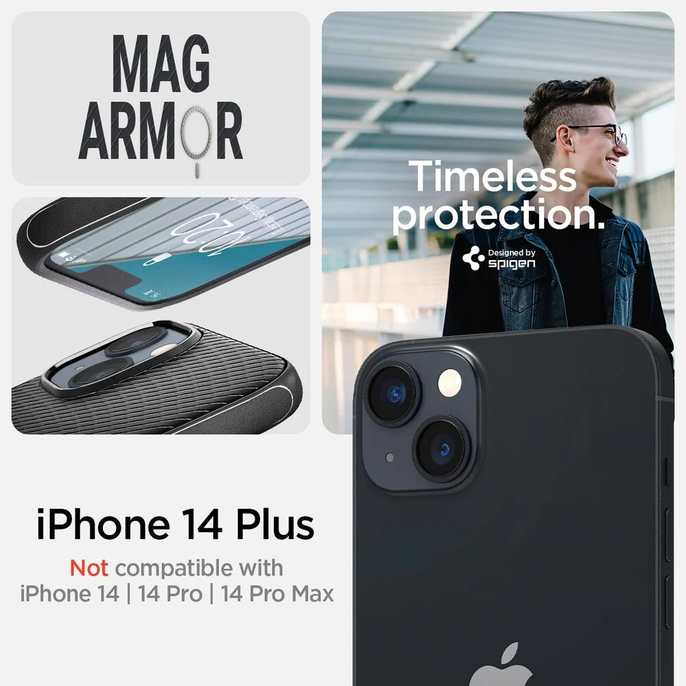 Spigen Apple iPhone 14 Plus Mag Armor (MagFit) Case - Black - Image 2