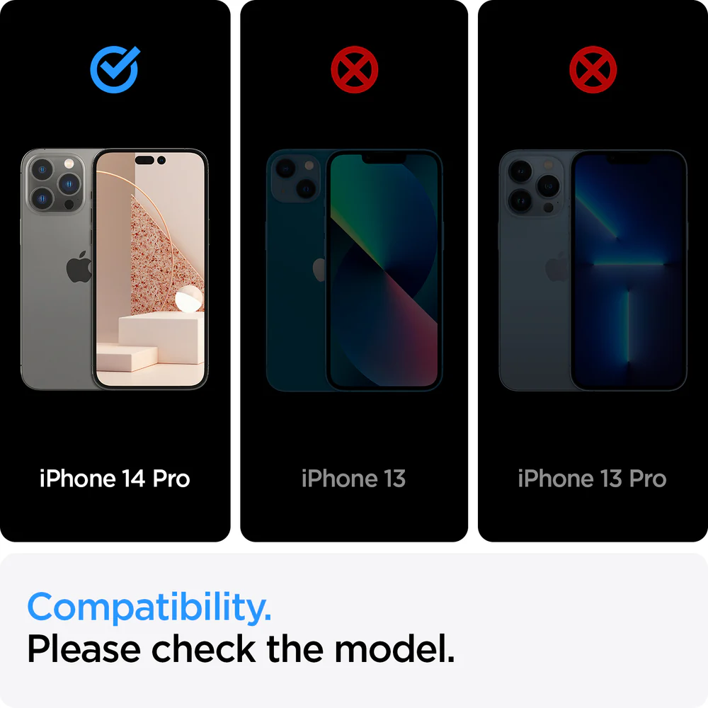 Spigen Apple iPhone 14 Pro AlignMaster GLAS.tR Full Cover 2PCS Glass Screen Protector - Black - Image 2