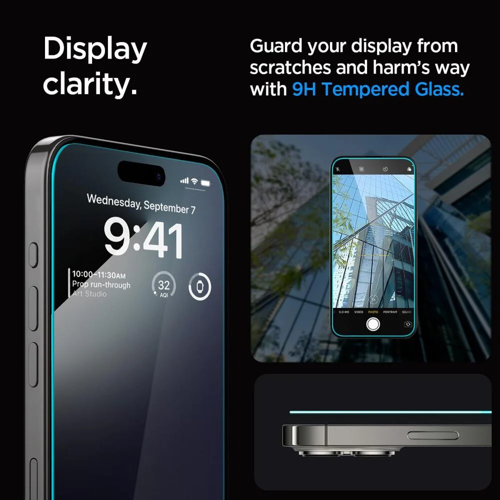 Spigen Apple iPhone 15 Pro EZ Fit GLAS.tR Slim 2PCS Glass Screen Protector - Clear - Image 3