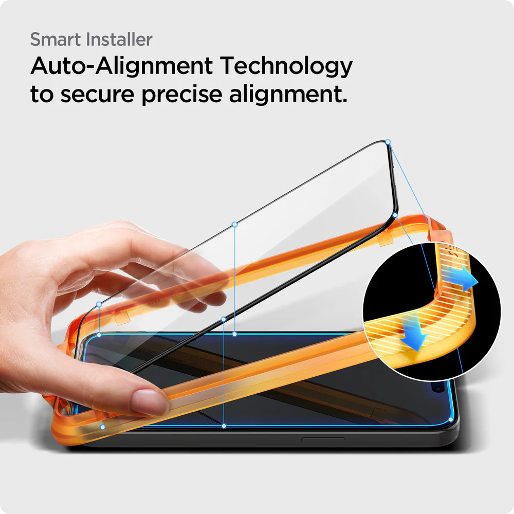 Spigen Apple iPhone 15 Pro Max AlignMaster GLAS.tR Full Cover 2PCS Glass Screen Protector - Black - Image 5