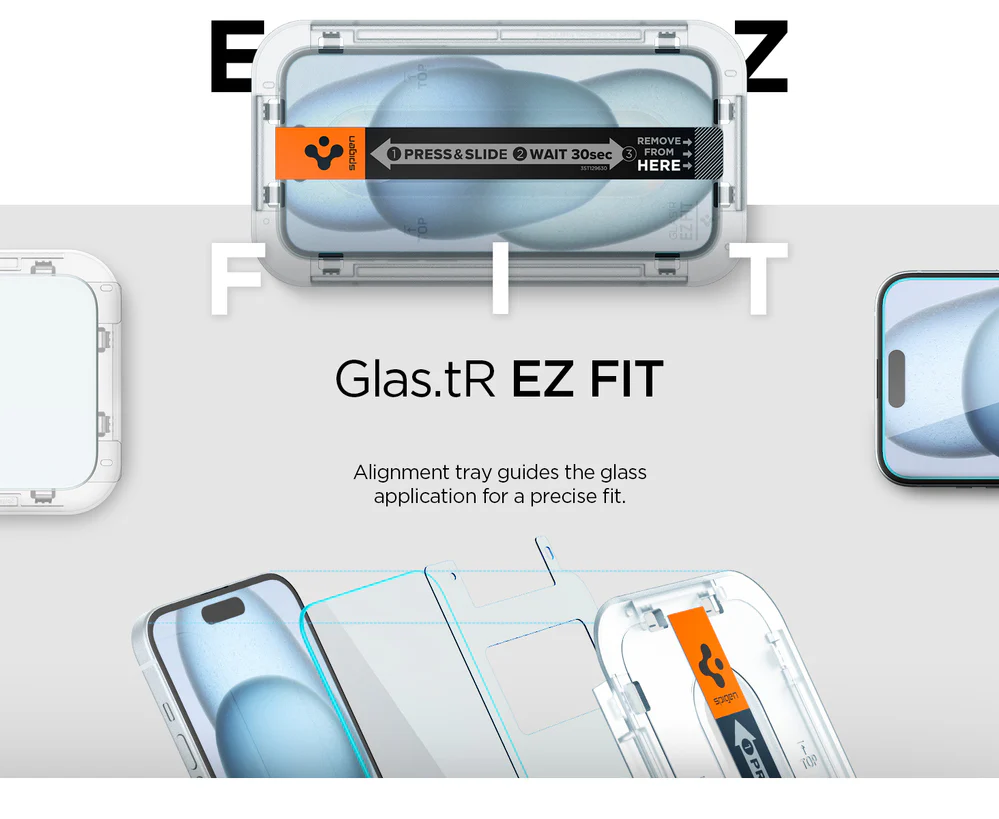 Spigen Apple iPhone 16/15 EZ Fit GLAS.tR Slim 2PCS Glass Screen Protector - Clear - Image 3