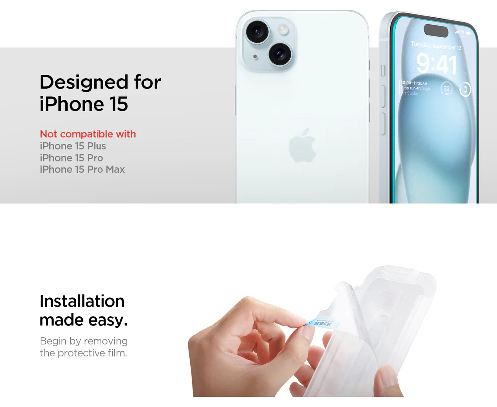 Spigen Apple iPhone 16/15 EZ Fit GLAS.tR Slim 2PCS Glass Screen Protector - Clear - Image 4