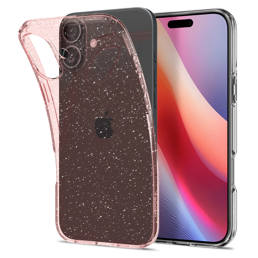 Spigen Apple iPhone 16 Liquid Crystal Glitter Case - Rose Quartz - Image 2