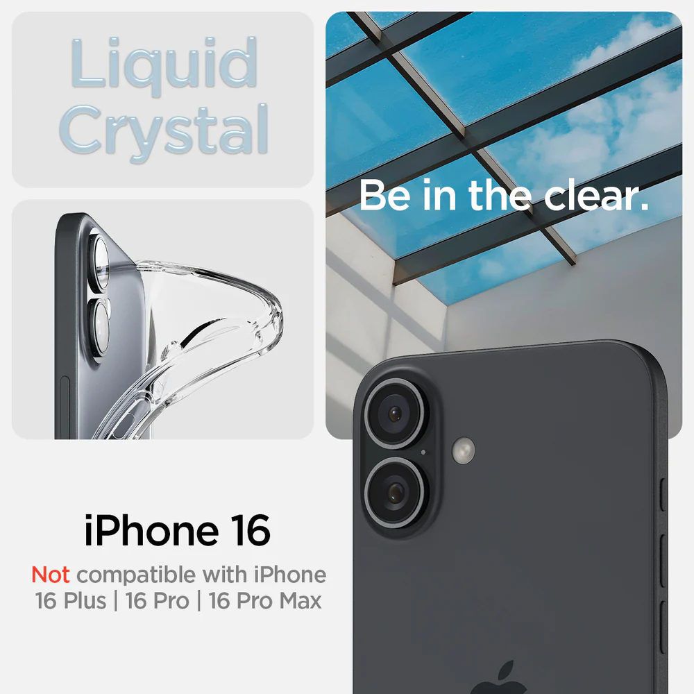 Spigen Apple iPhone 16 Liquid Crystal (MagFit) Case - Clear Case / White Ring - Image 2