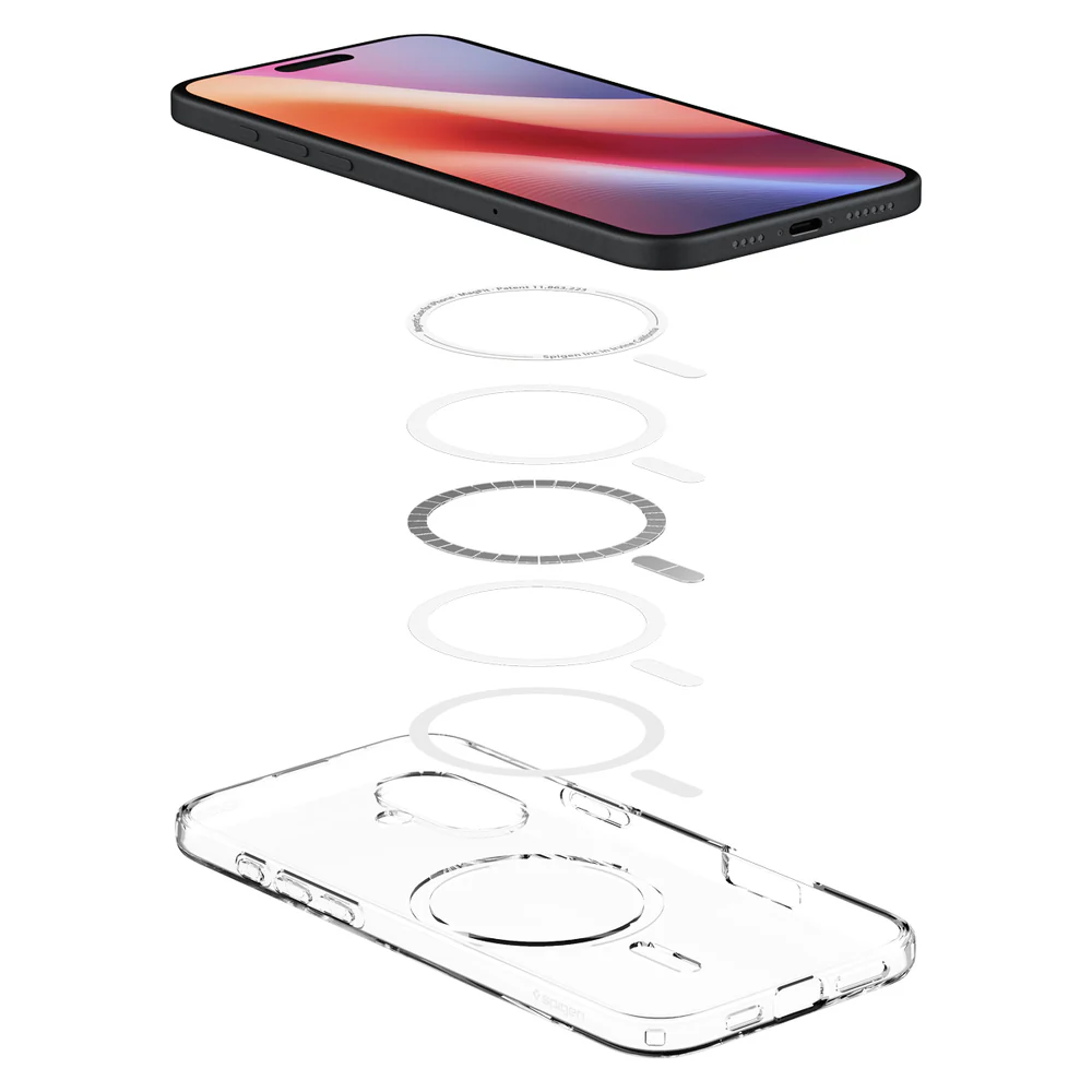 Spigen Apple iPhone 16 Plus Liquid Crystal (MagFit) Case - Clear Case / White Ring - Image 5
