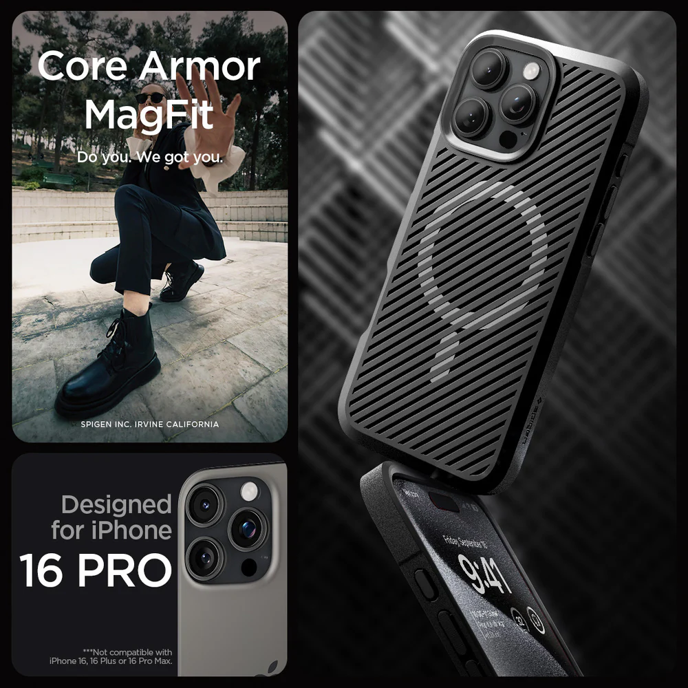Spigen Apple iPhone 16 Pro Core Armor (MagFit) Case - Black - Image 2