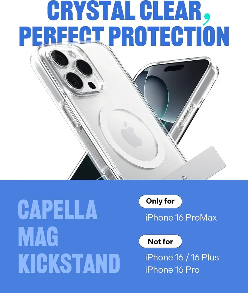 Spigen Apple iPhone 16 Pro Max Capella Mag Kickstand Case - Clear Case / White Ring - Image 2