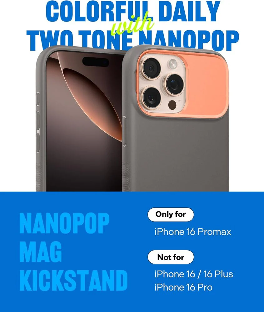 Spigen Apple iPhone 16 Pro Max Nano Pop Mag Kickstand Case - Papaya Grey - Image 2