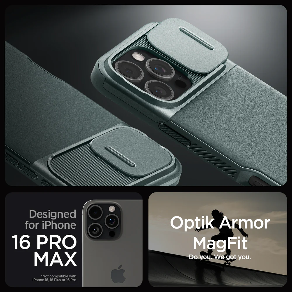 Spigen Apple iPhone 16 Pro Max Optik Armor (MagFit) Case - Abyss Green - Image 2