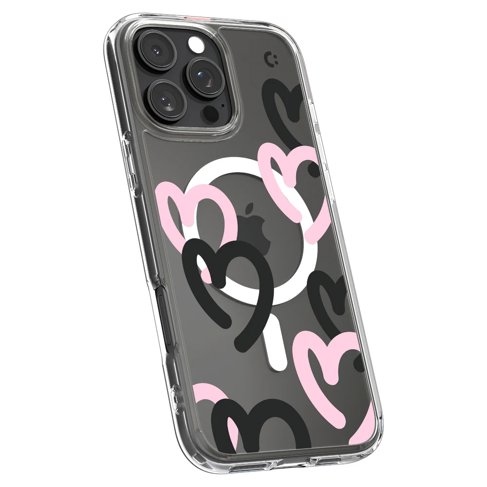 Spigen Apple iPhone 16 Pro Max Ultra Hybrid Hearts (MagFit) Case - Hearts Black Pink - Image 3