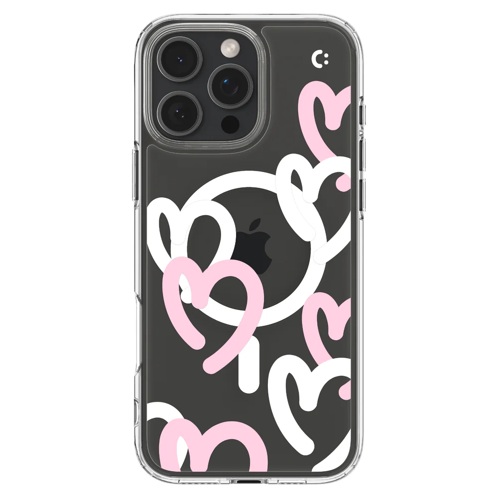 Spigen Apple iPhone 16 Pro Max Ultra Hybrid Hearts (MagFit) Case - Hearts White Pink - Image 2
