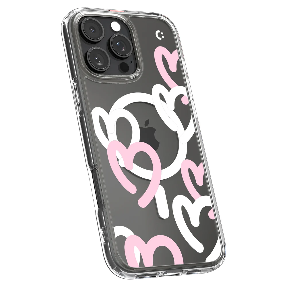 Spigen Apple iPhone 16 Pro Max Ultra Hybrid Hearts (MagFit) Case - Hearts White Pink - Image 3