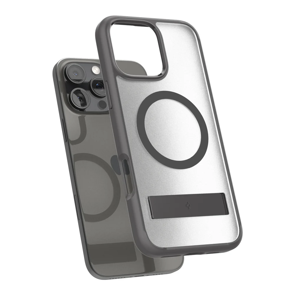 Spigen Apple iPhone 16 Pro Ultra Hybrid S (MagFit) Case (Frost Clear Case / Grey Ring) - Image 3