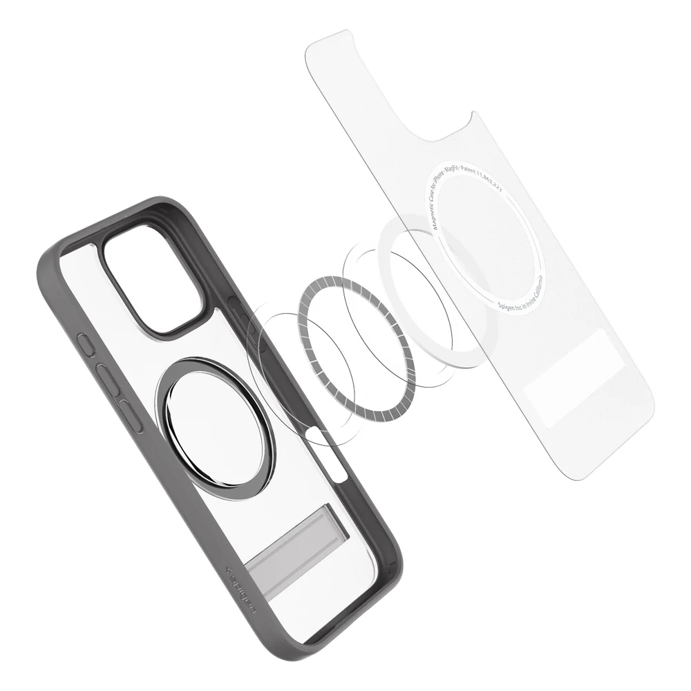 Spigen Apple iPhone 16 Pro Ultra Hybrid S (MagFit) Case (Frost Clear Case / Grey Ring) - Image 4