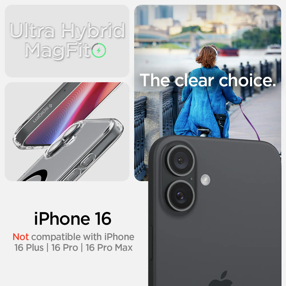 Spigen Apple iPhone 16 Ultra Hybrid (MagFit) Case (Clear Case / Black Ring) - Image 2
